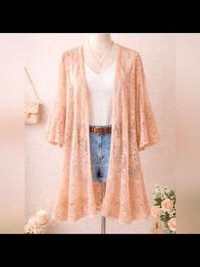 Miss Chievous Tan Lace Kimono
